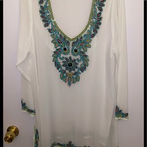White sheer tunic swim cover up size 1x plus size